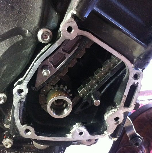 Yamaha R1 aluminium engine welding repair to the casing